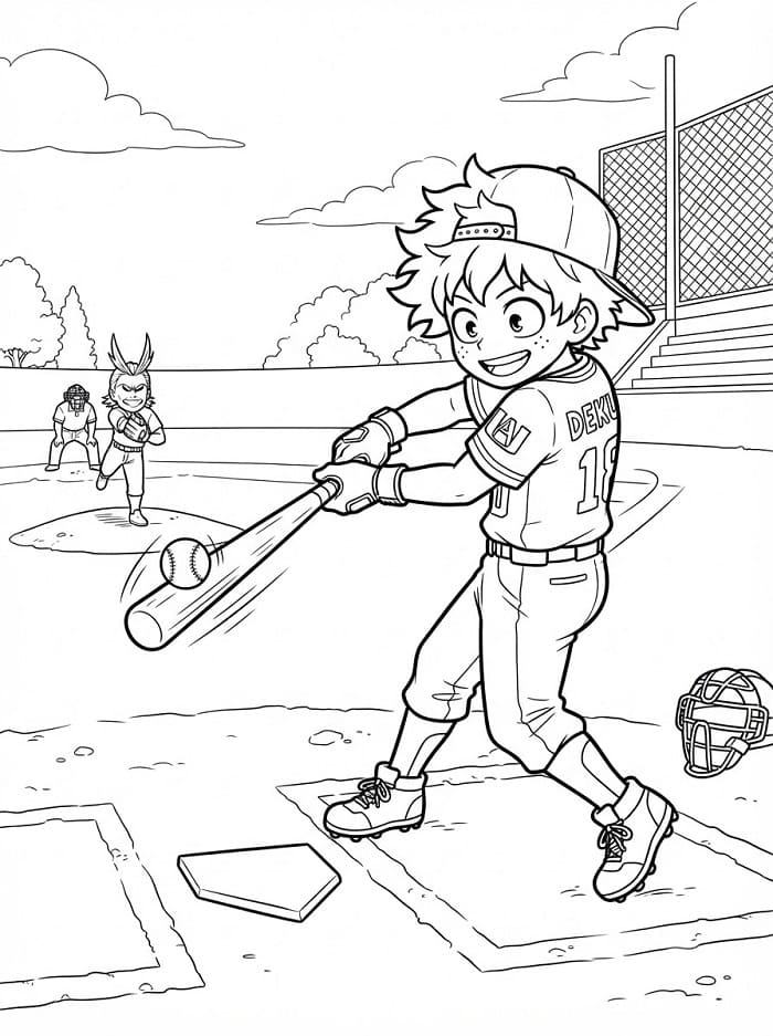Midoriya speelt honkbal