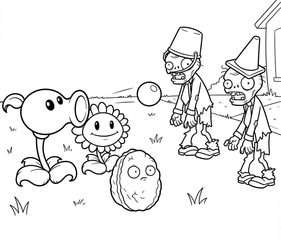 Plants Vs Zombies kleurplaat