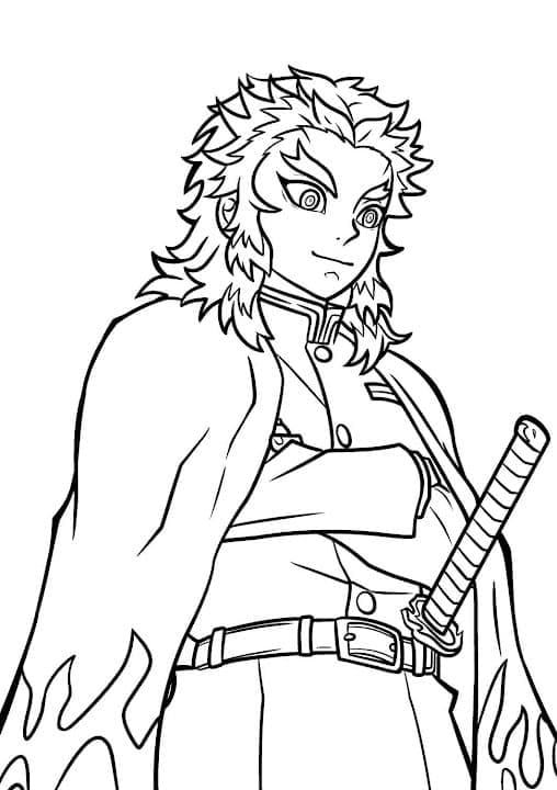 Printbare Kyojuro Rengoku voor kinderen