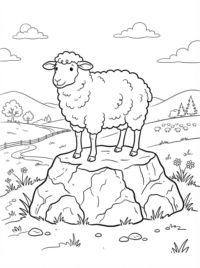 Schaap op een rots