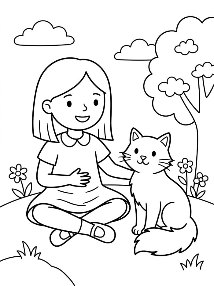 Schattig Meisje en Kat