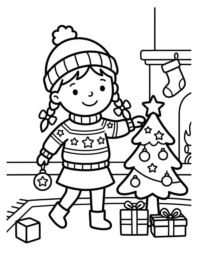 Schattig meisje en Kerst