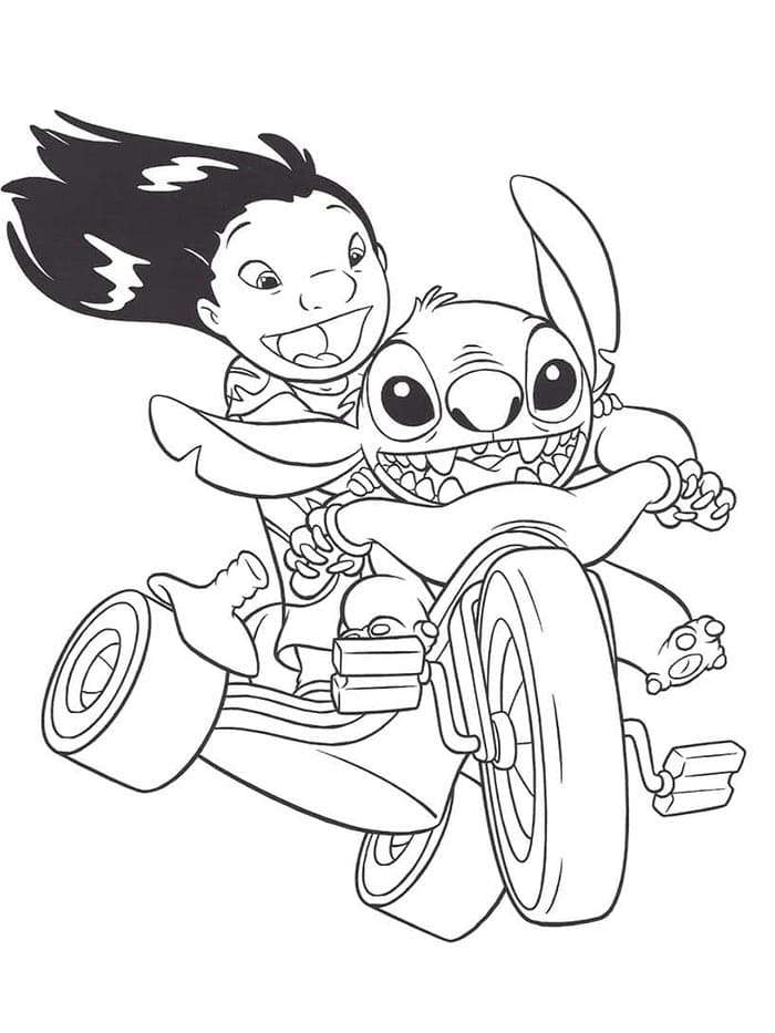 Stitch en Lilo op de Fiets