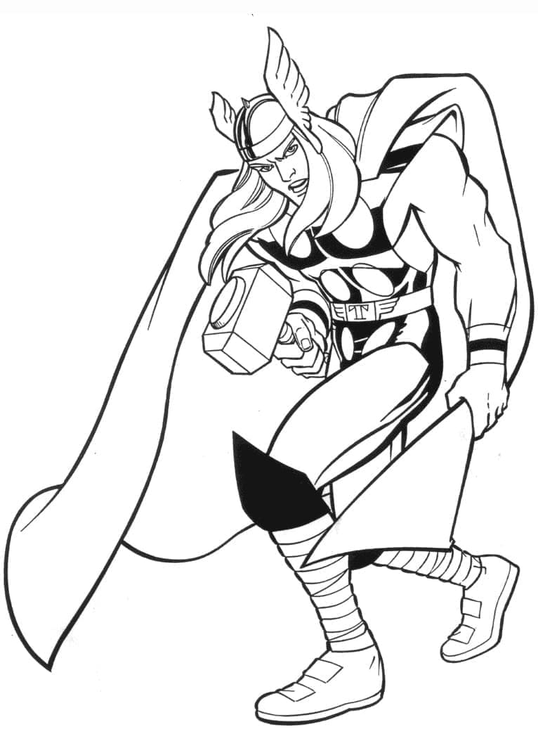 Thor Marvel-superheld kleurplaat