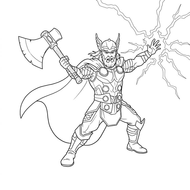 Thor afdrukbaar kleurplaat