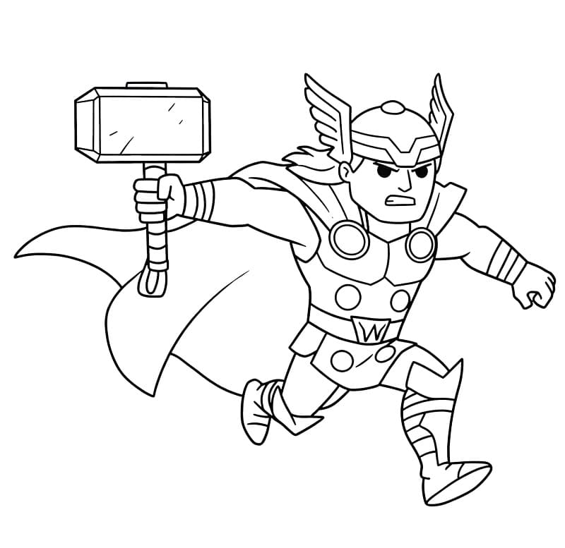 Thor van Avengers kleurplaat