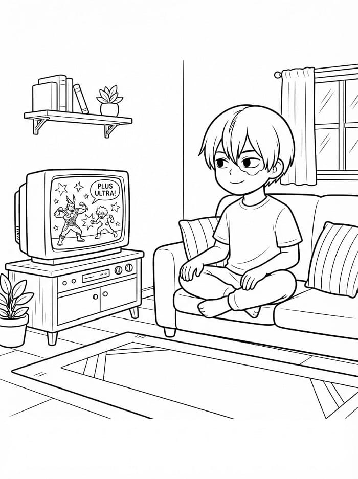 Todoroki kijkt tv