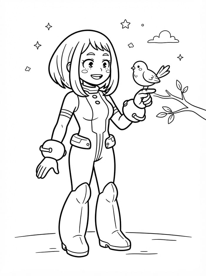 Uraraka met vogel