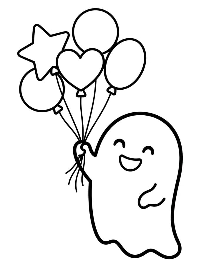 Blij spook met ballonnen
