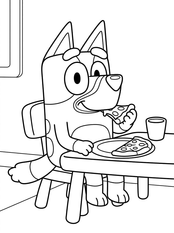 Bluey eet pizza