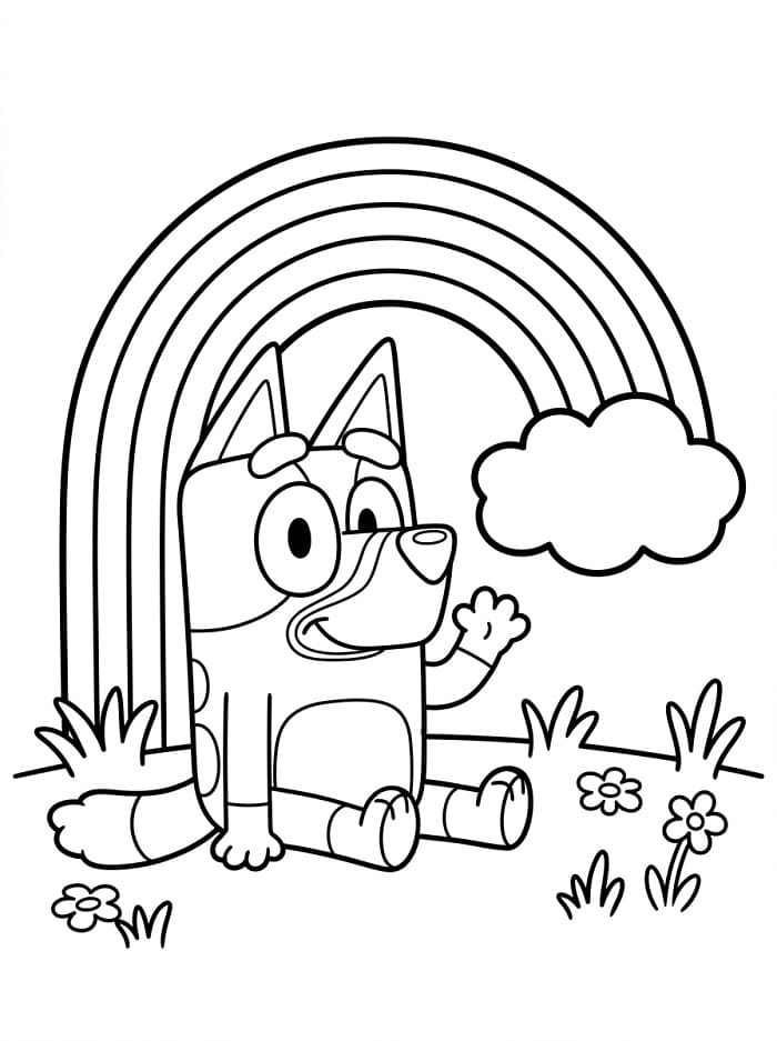 Bluey en regenboog