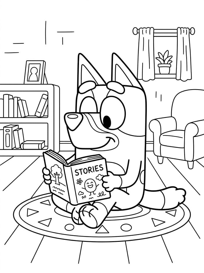 Bluey leest een boek