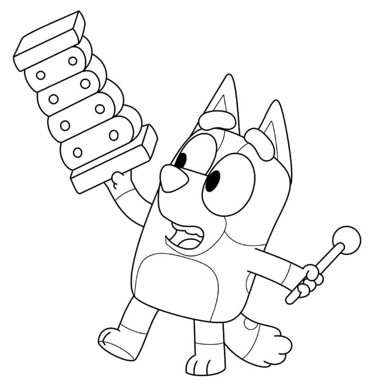 Bluey speelt xylofoon