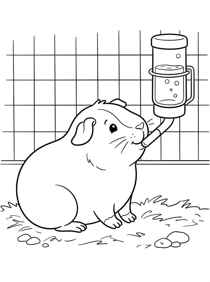 Cavia drinkt water