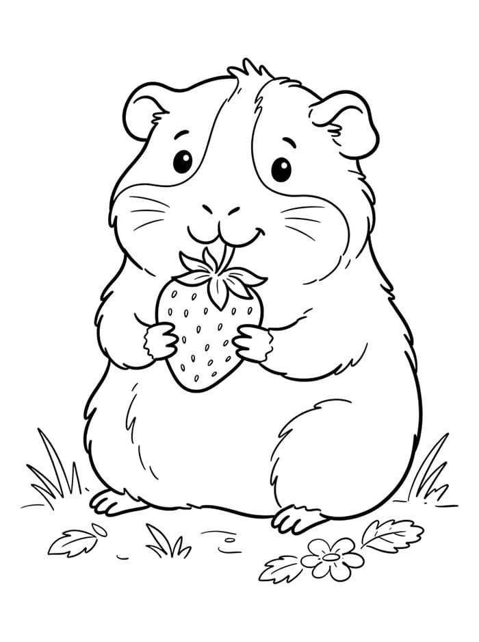 Cavia houdt aardbei vast