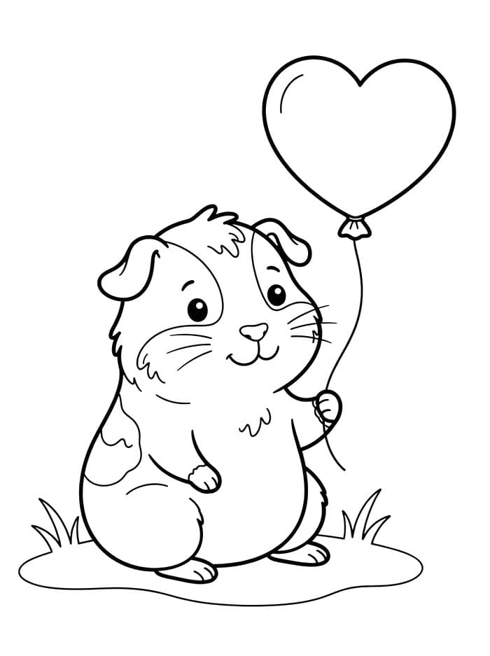 Cavia houdt hartjesballon vast
