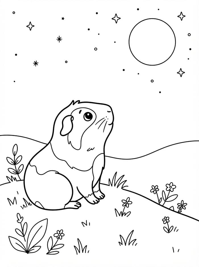Cavia kijkt naar de maan