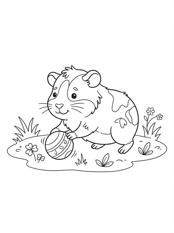 Cavia speelt met een bal