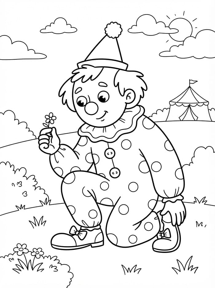 Clown en klein bloempje