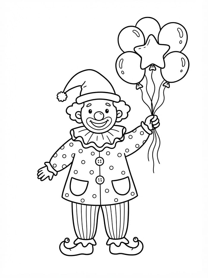 Clown houdt ballonnen vast