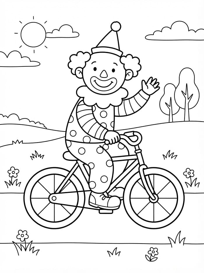 Clown op de fiets