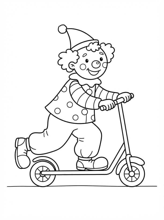 Clown op een autoped