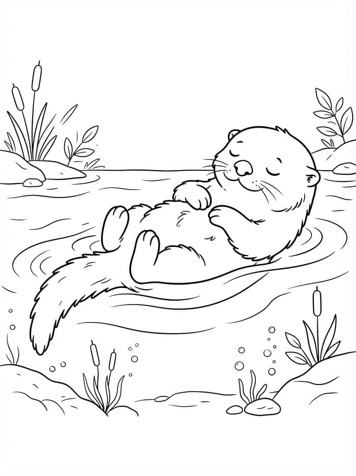 Een slapende otter