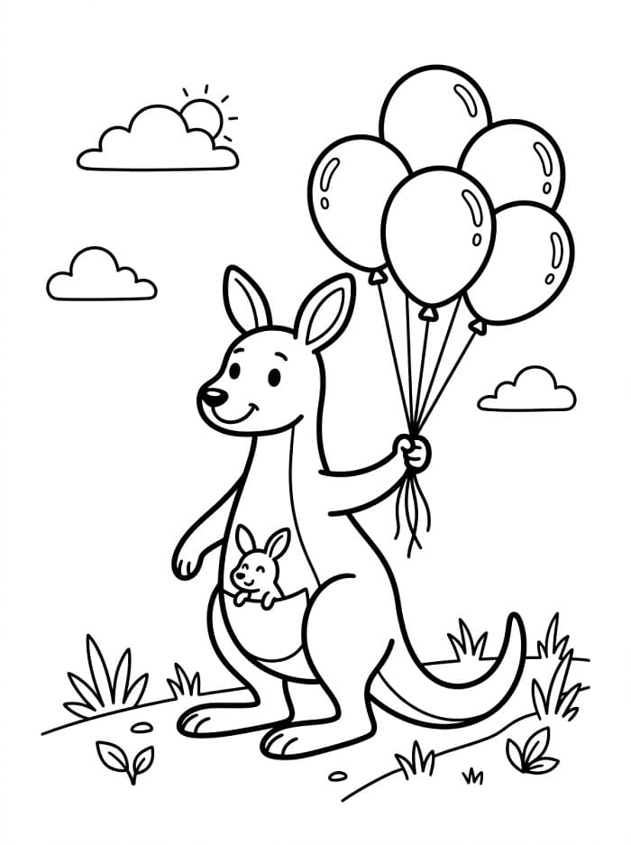 Kangoeroe met ballonnen