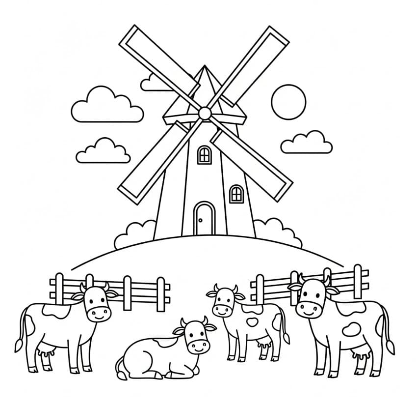 Koeien en molen