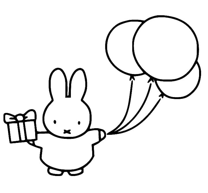 Nijntje met cadeau en ballonnen