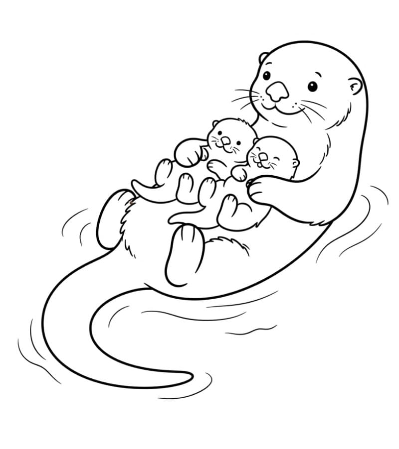 Otter met baby's