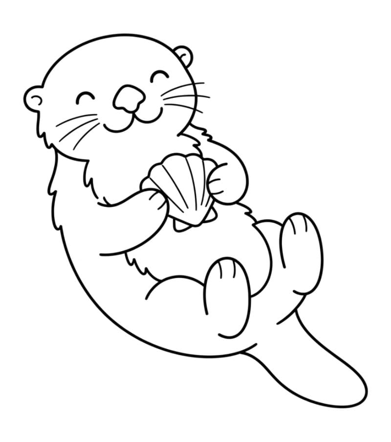 Otter met schelp