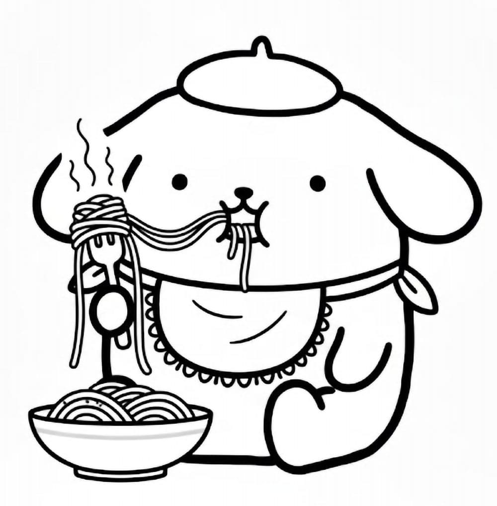 Pompompurin eet noodles