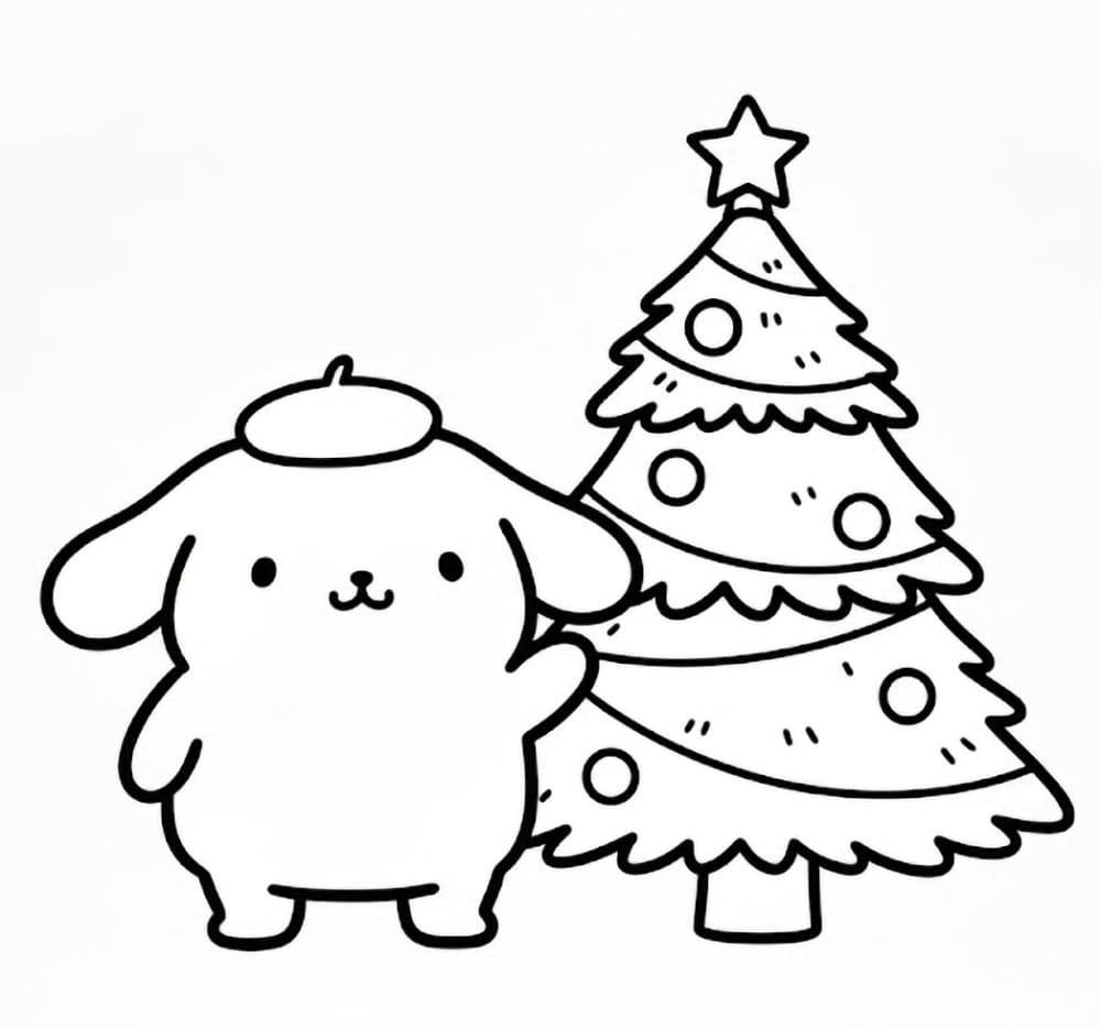 Pompompurin en kerstboom