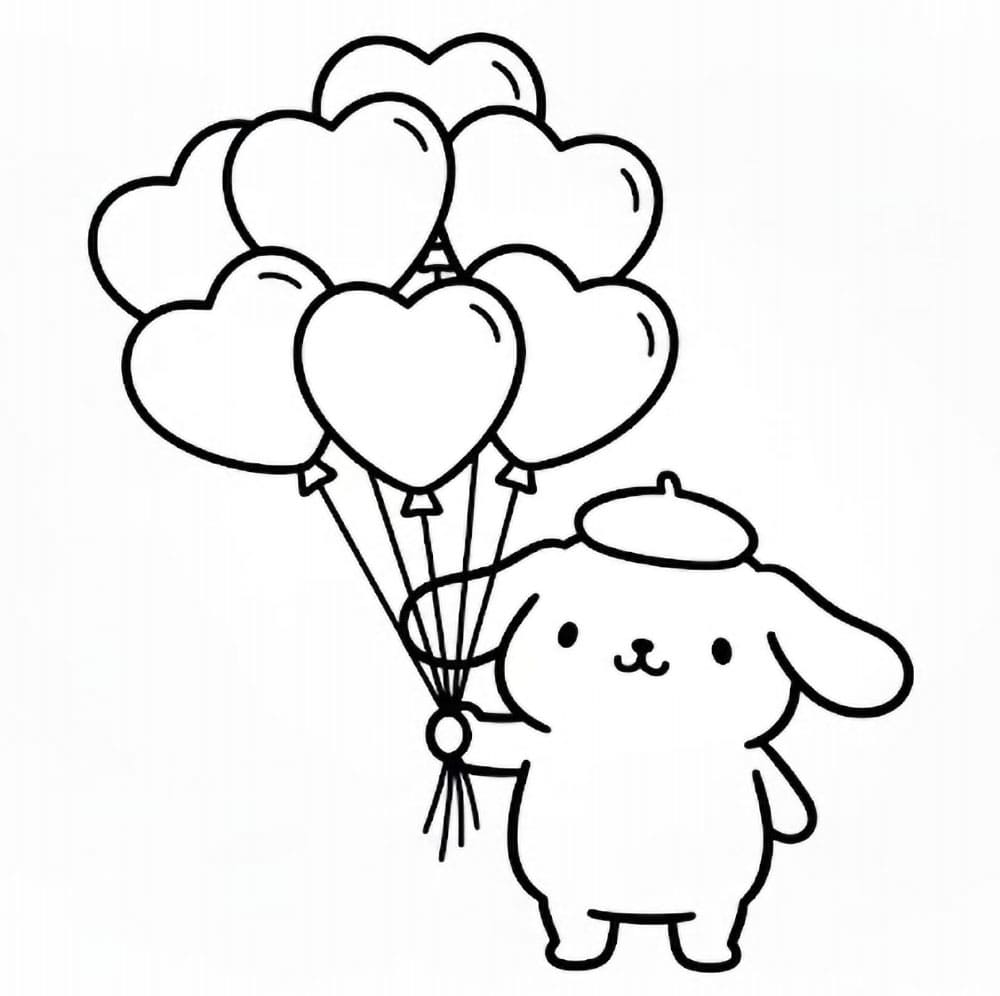 Pompompurin houdt ballonnen vast
