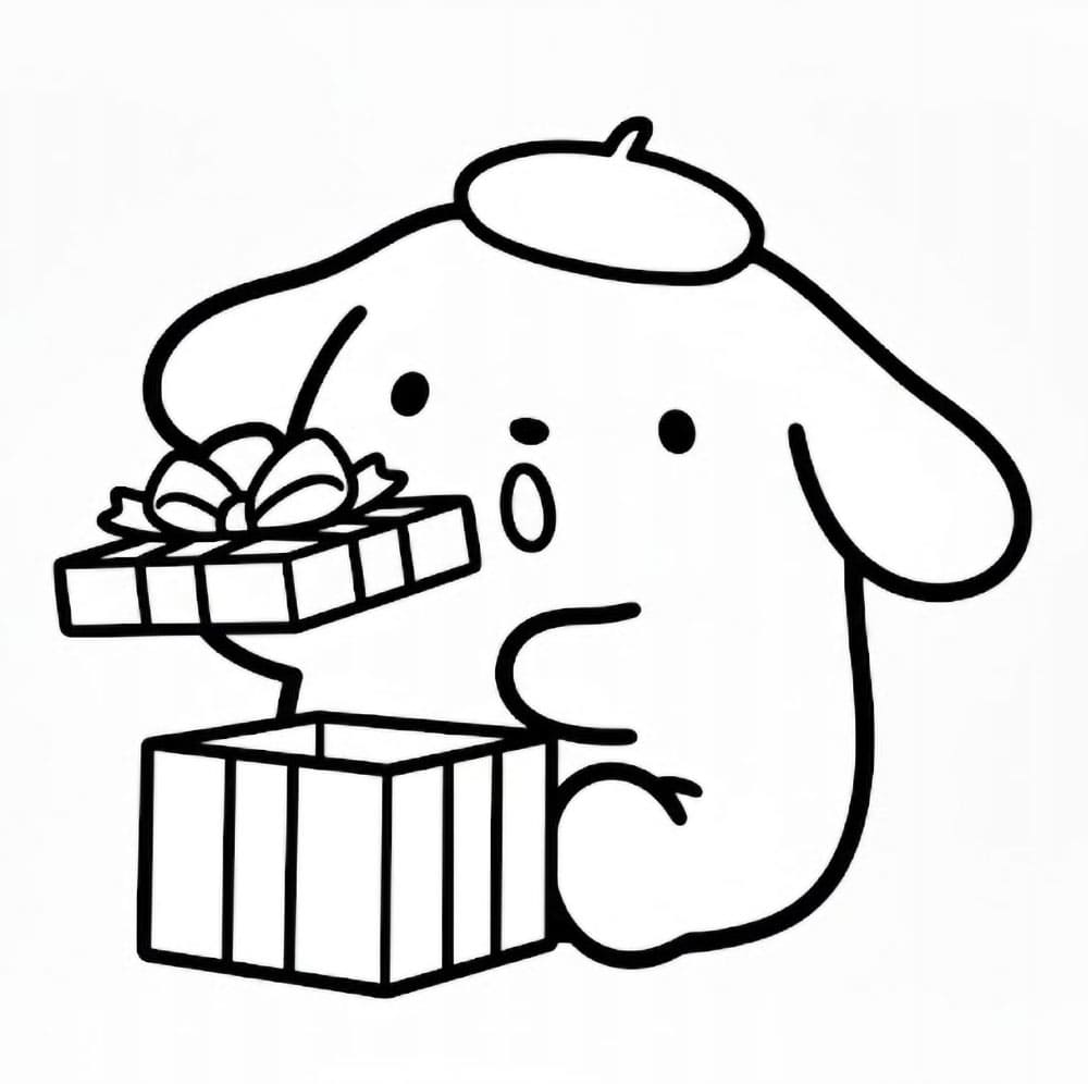 Pompompurin opent een cadeau