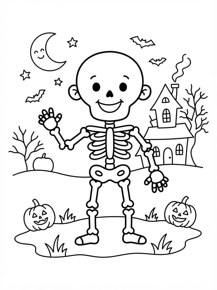 Schattig skelet op halloween