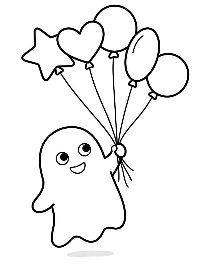 Schattig spook en ballonnen