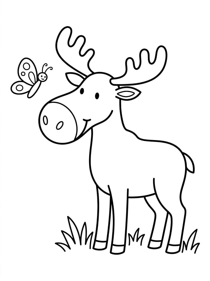 Schattige eland en een vlinder