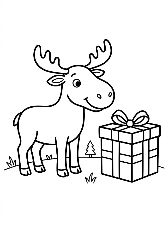 Schattige eland met cadeau