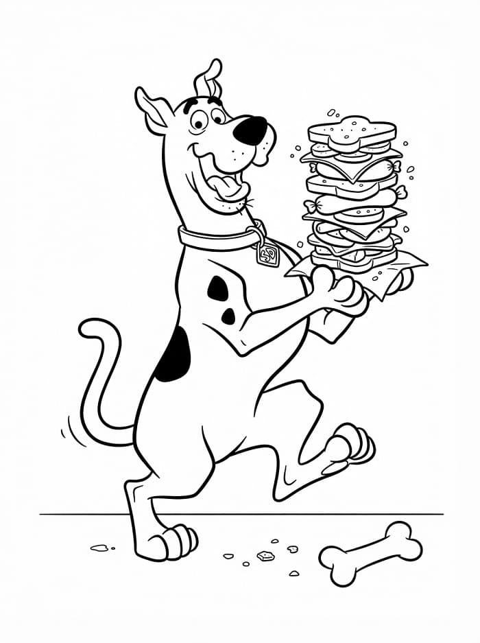 Scooby-Doo met een grote sandwich