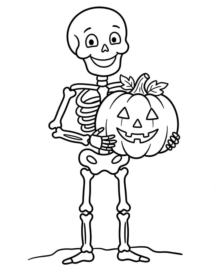 Skelet en halloween pompoen