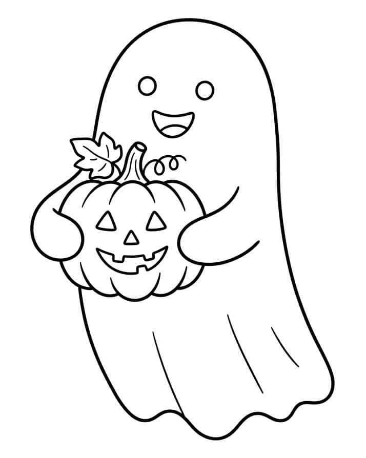 Spook houdt halloween pompoen vast