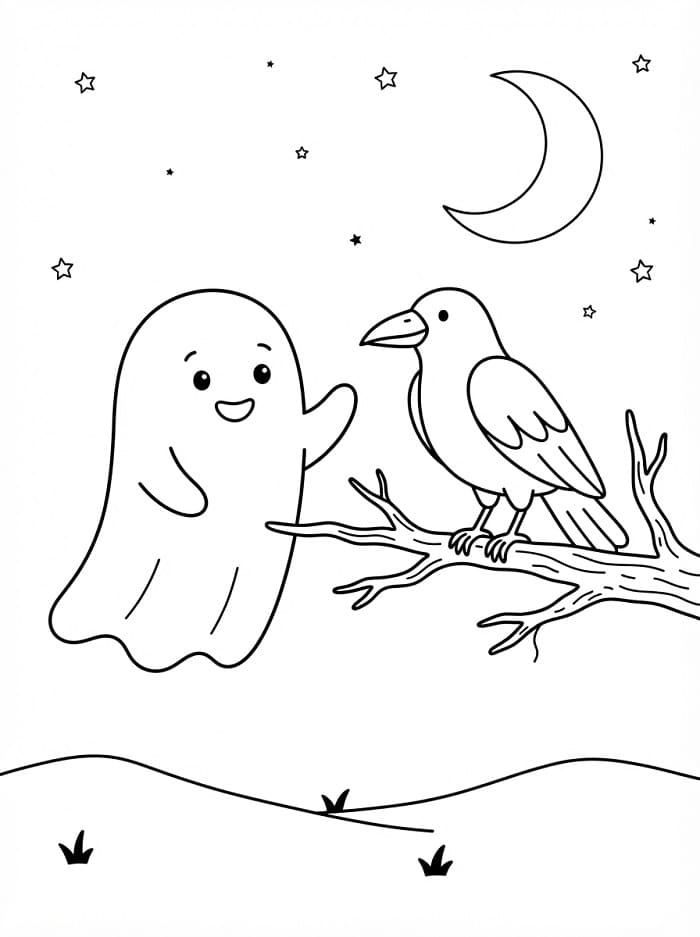 Spook met kraai en maan