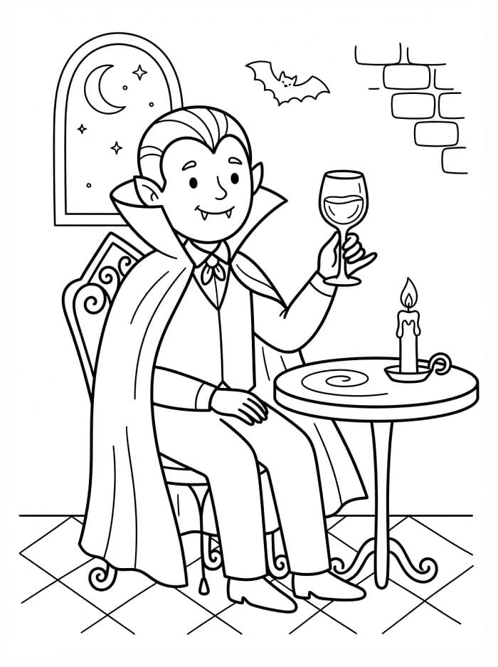 Vampier drinkt wijn