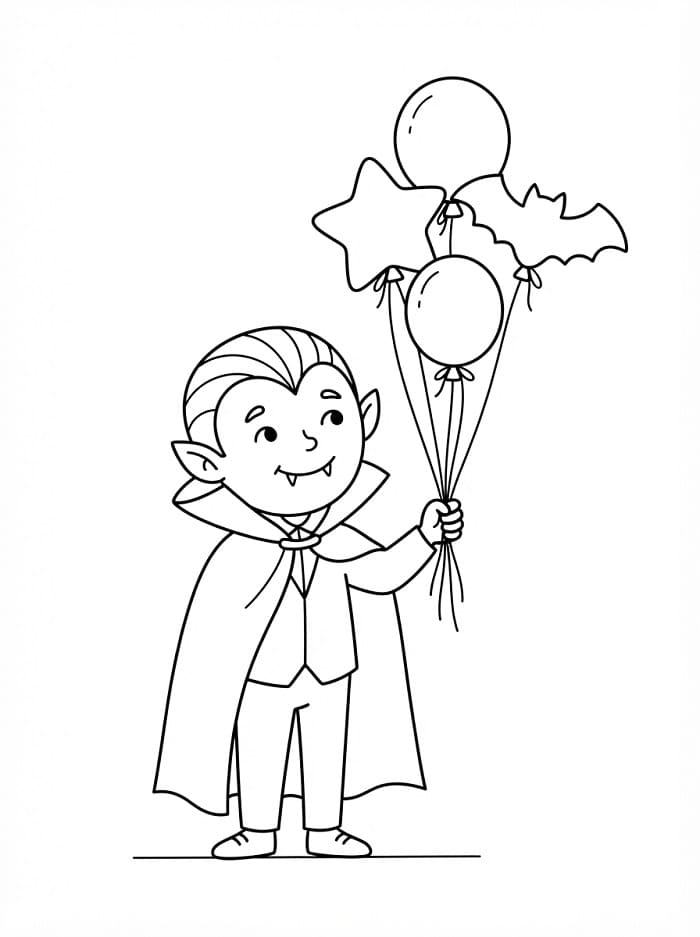 Vampier houdt ballonnen vast