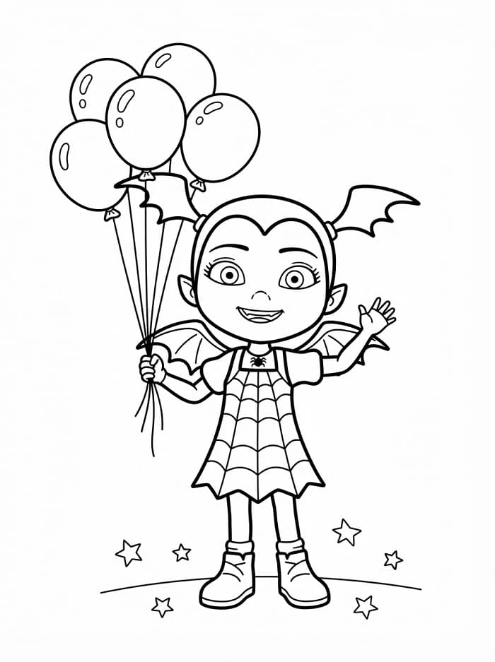 Vampirina houdt ballonnen vast